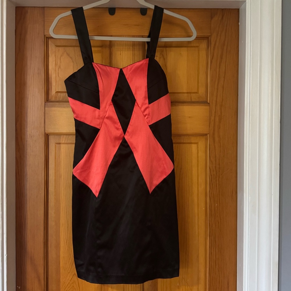 XOXO Black & Red Geometric Bodycon Mini Dress | Size 3/4